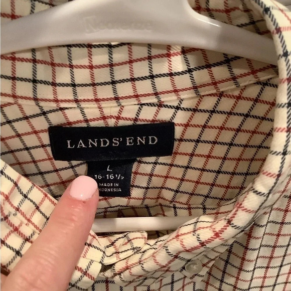 #179 Classic Lands End Button Up Long Sleeve Shirt Sz Lg - Picture 3 of 5